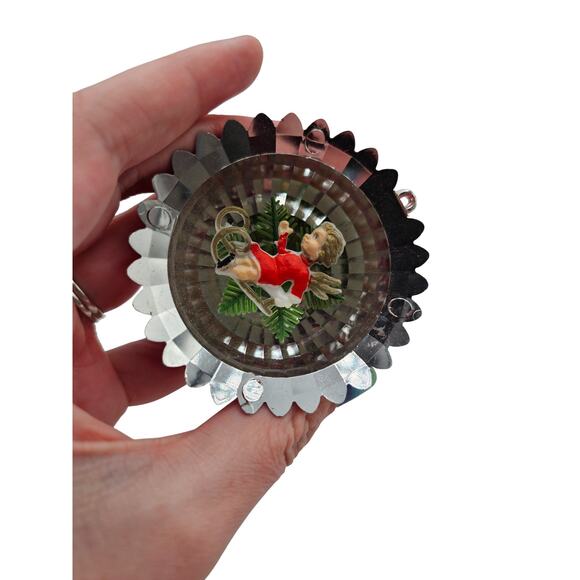 Vtg Christmas Ornaments Shiny Mirror Red Blue Gold Plastic Mid Century - Picture 3 of 5